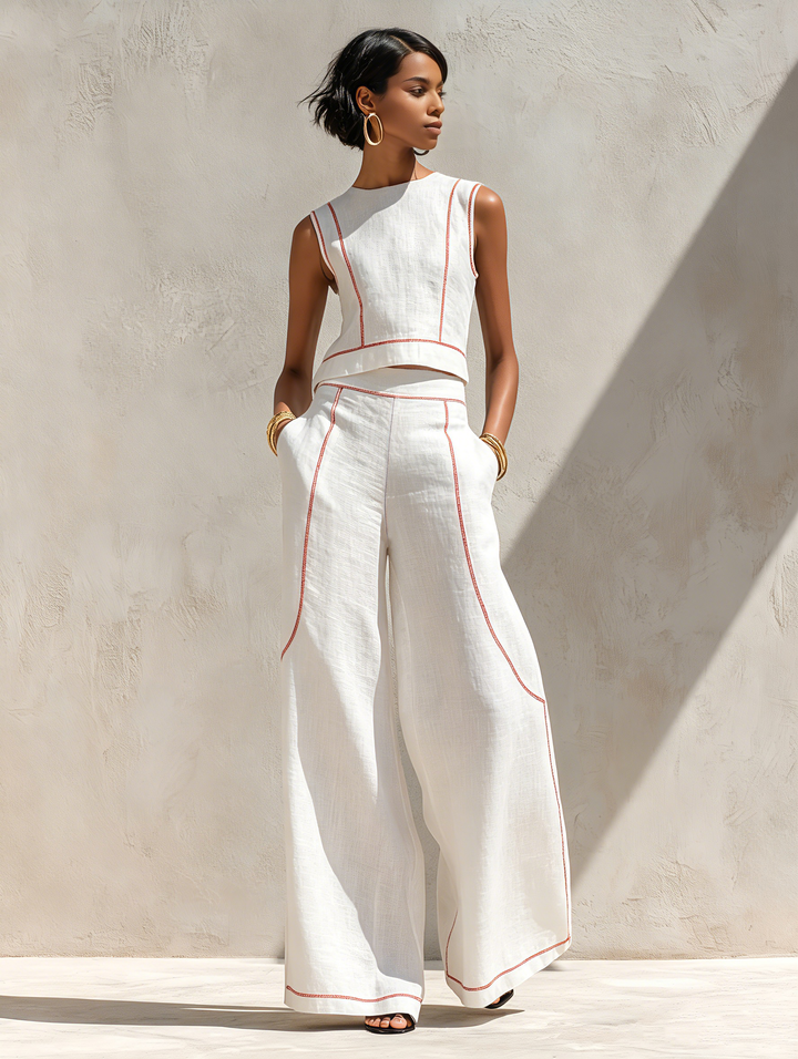 Alba | Contrast-Seam Two-Piece Set
