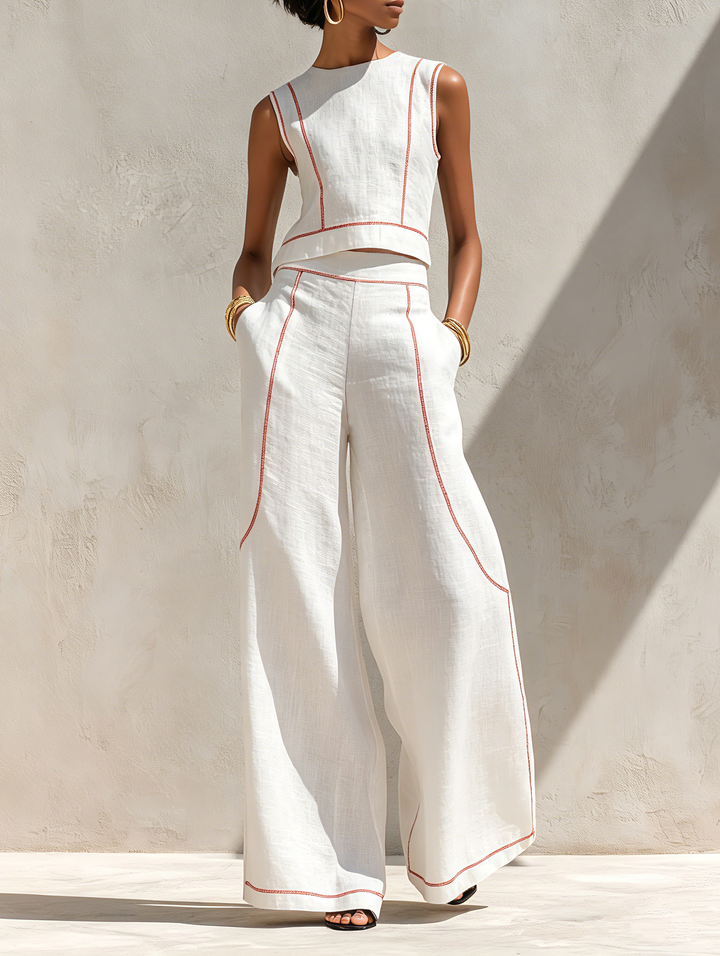 Alba | Contrast-Seam Two-Piece Set