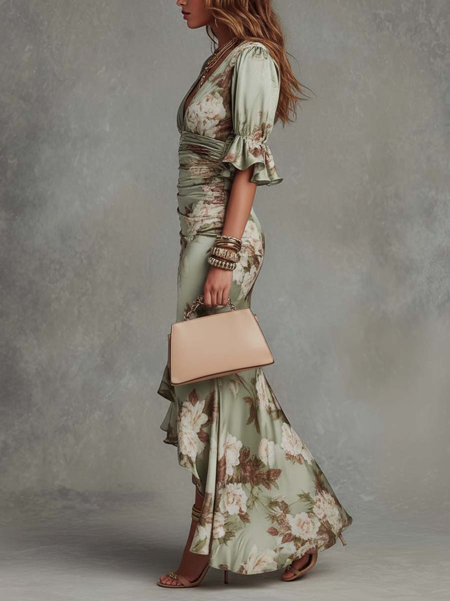 Sabine | Floral Satin Maxi Dress