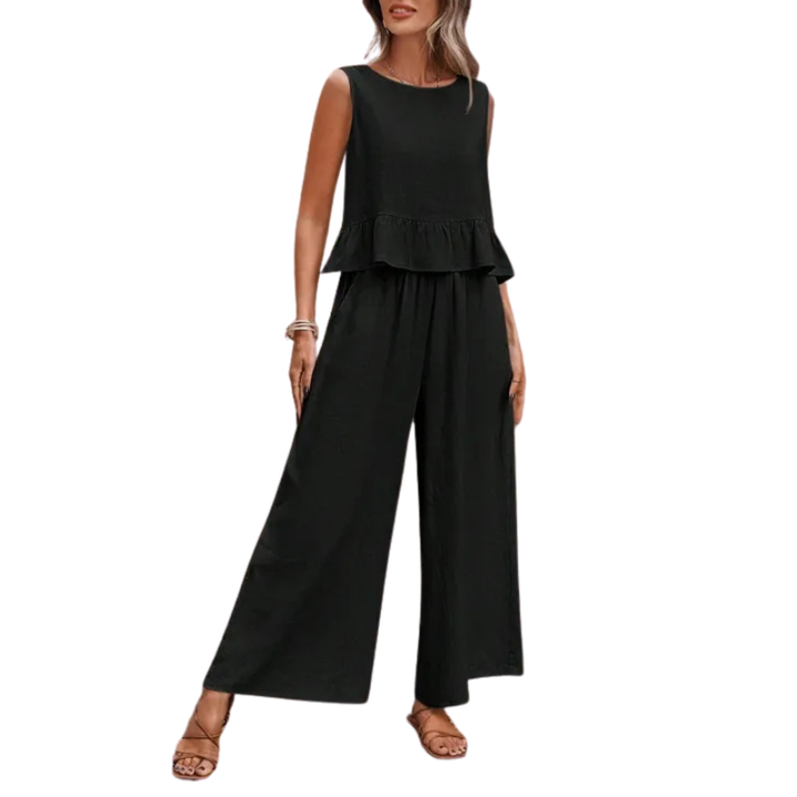 KAREN – Women’s Ruffle Hem Tank Top & Wide Leg Pants