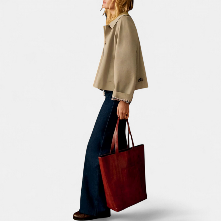 Rosamund | Plaid-Lined Cropped Trench Coat