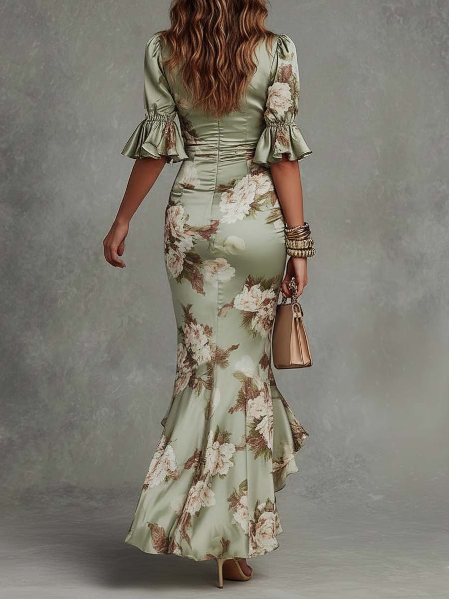 Sabine | Floral Satin Maxi Dress