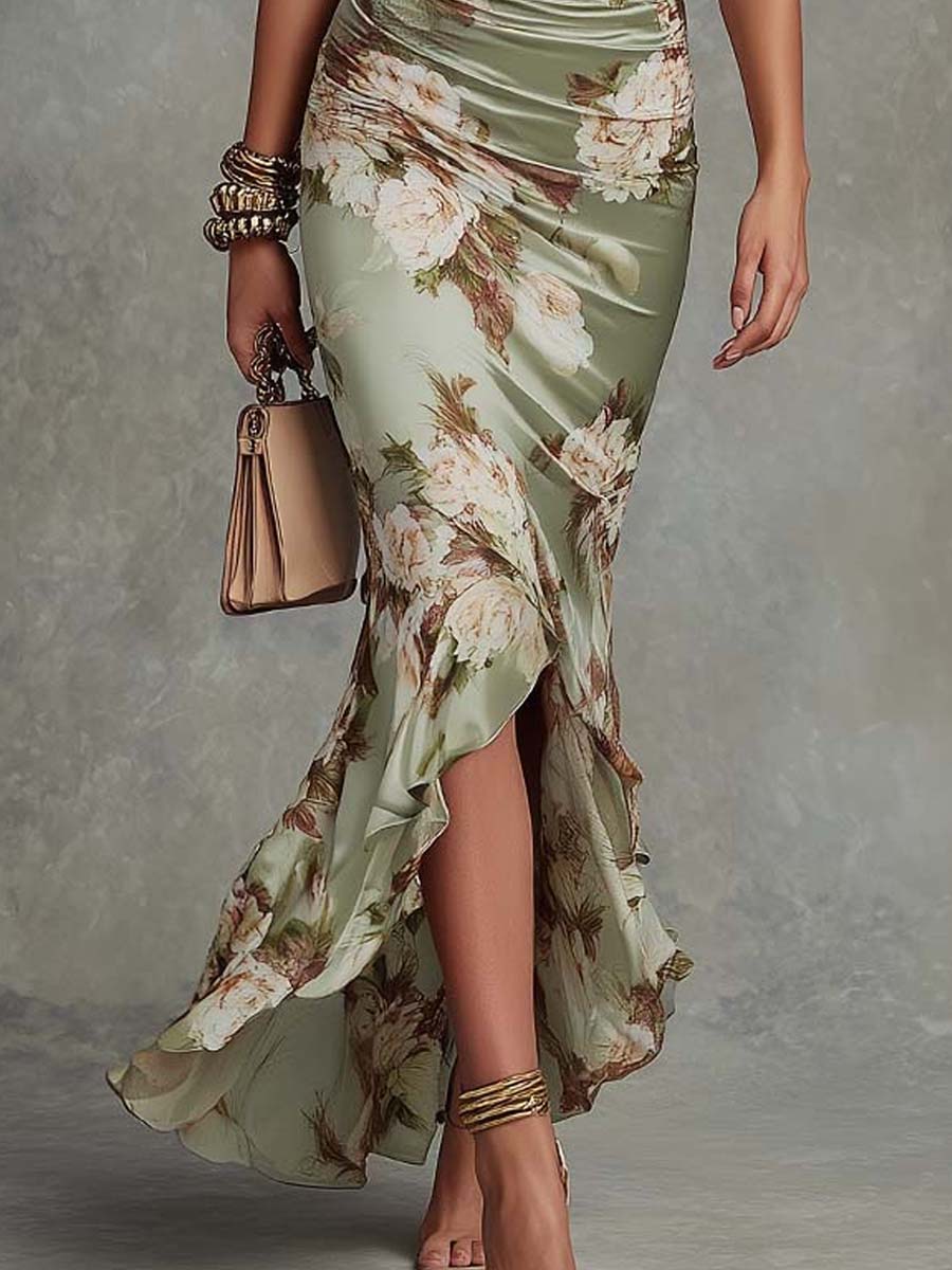 Sabine | Floral Satin Maxi Dress