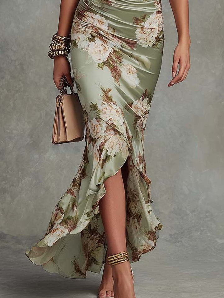 Sabine | Floral Satin Maxi Dress
