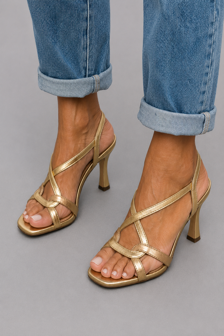 Cassie | Golden Heeled Summer Sandals