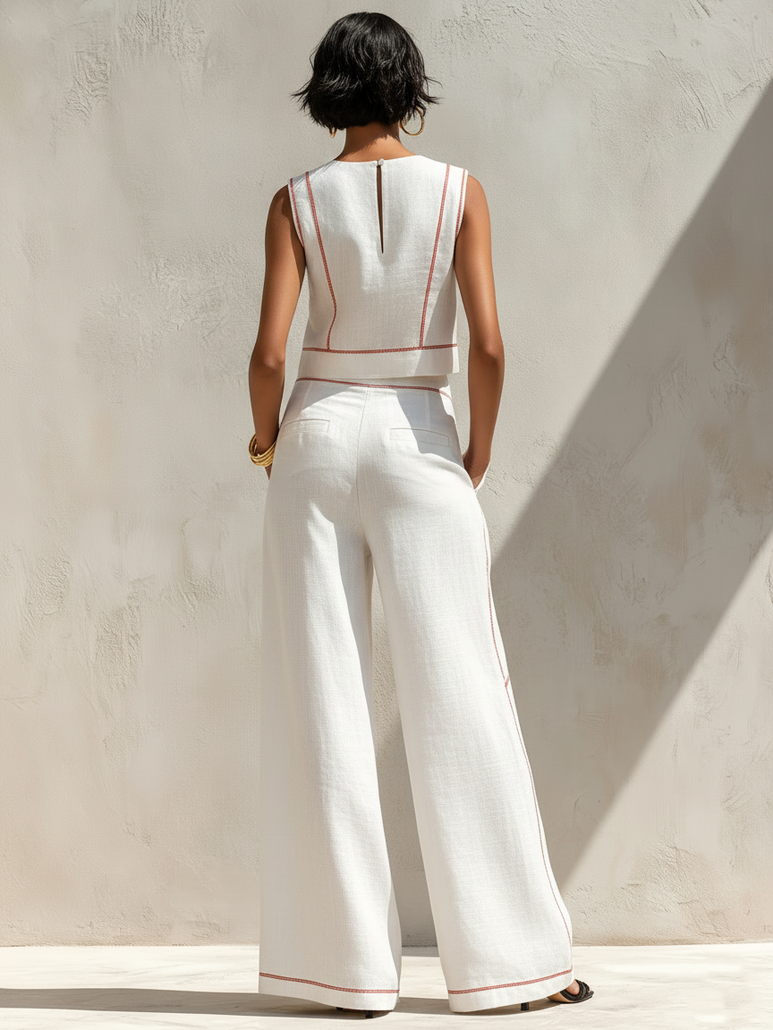 Alba | Contrast-Seam Two-Piece Set