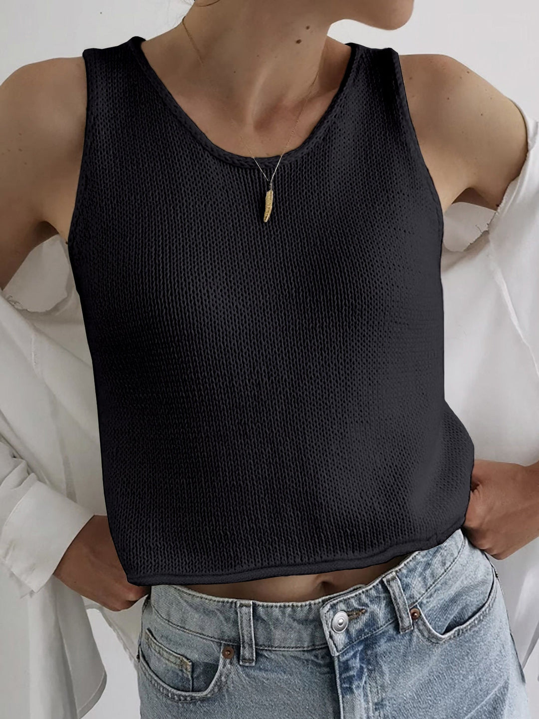 Harriet | Round-Neck Knit Vest Top