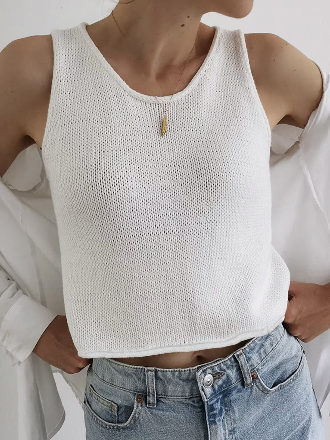 Harriet | Round-Neck Knit Vest Top