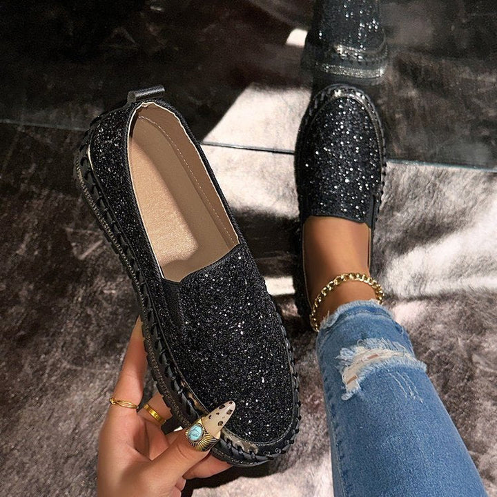 JAMILA | Chic Glitter Decorated Slip-On Loafers