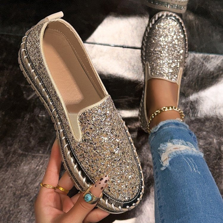 JAMILA | Chic Glitter Decorated Slip-On Loafers
