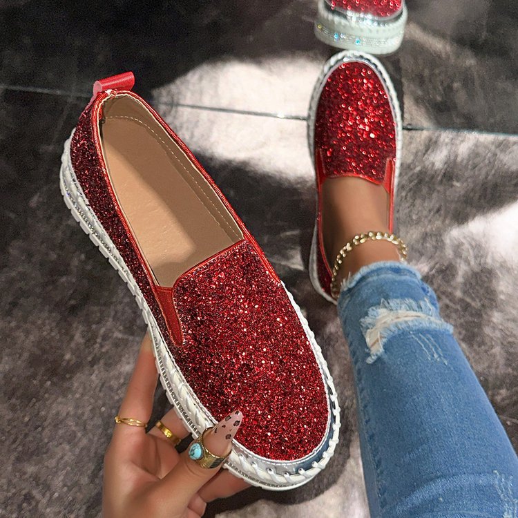 JAMILA | Chic Glitter Decorated Slip-On Loafers
