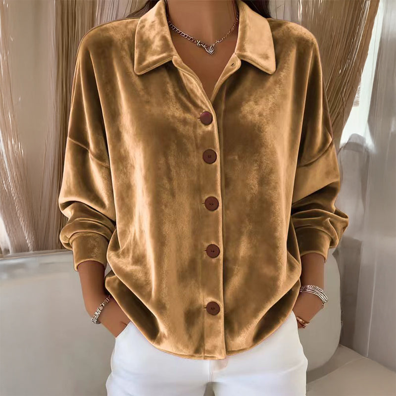 Imogen | Velvet Button-Front Shirt
