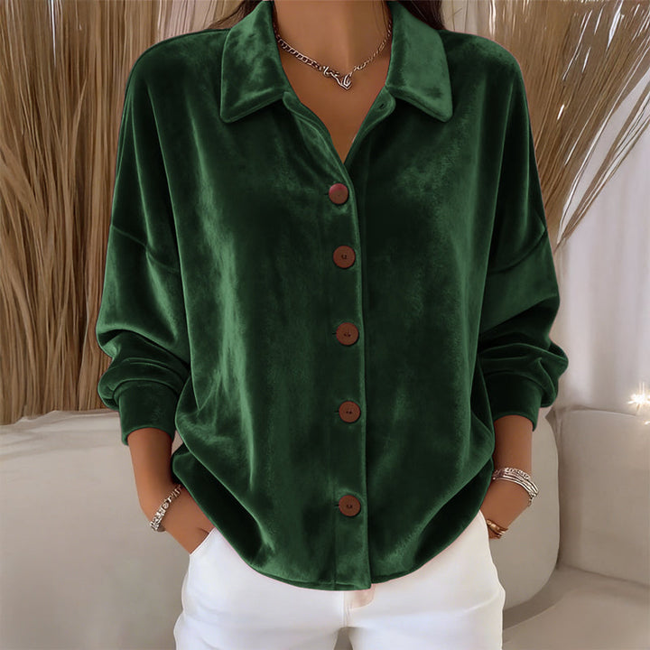 Imogen | Velvet Button-Front Shirt