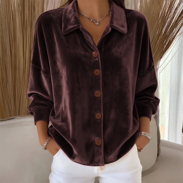 Imogen | Velvet Button-Front Shirt