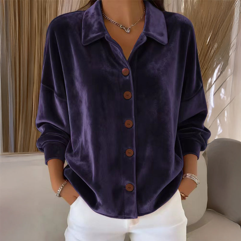 Imogen | Velvet Button-Front Shirt