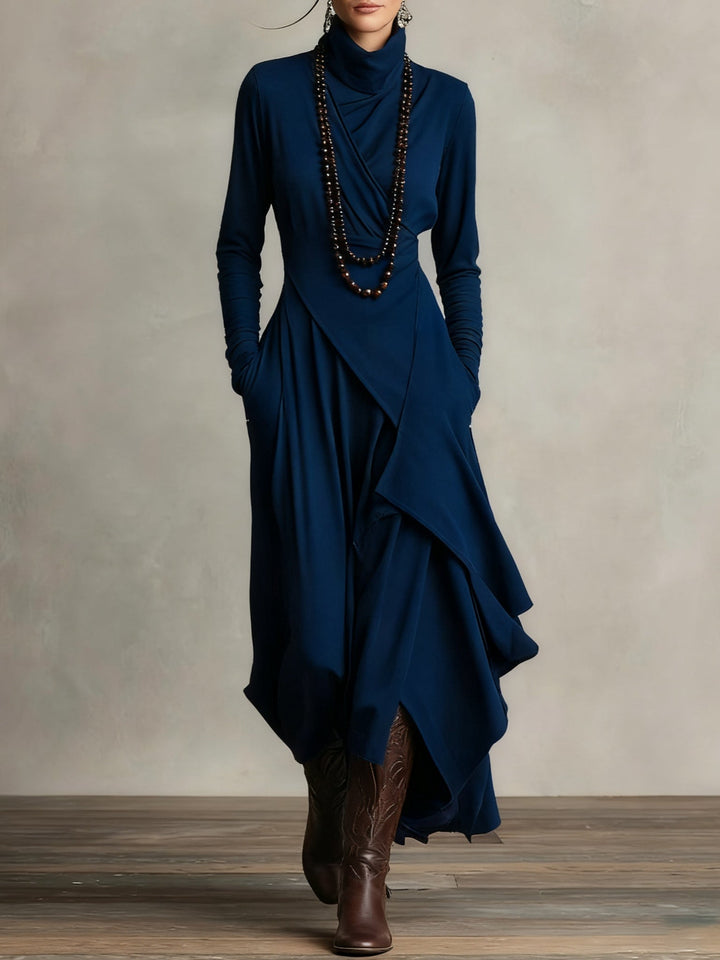 Katherine | Draped Turtleneck Maxi Dress