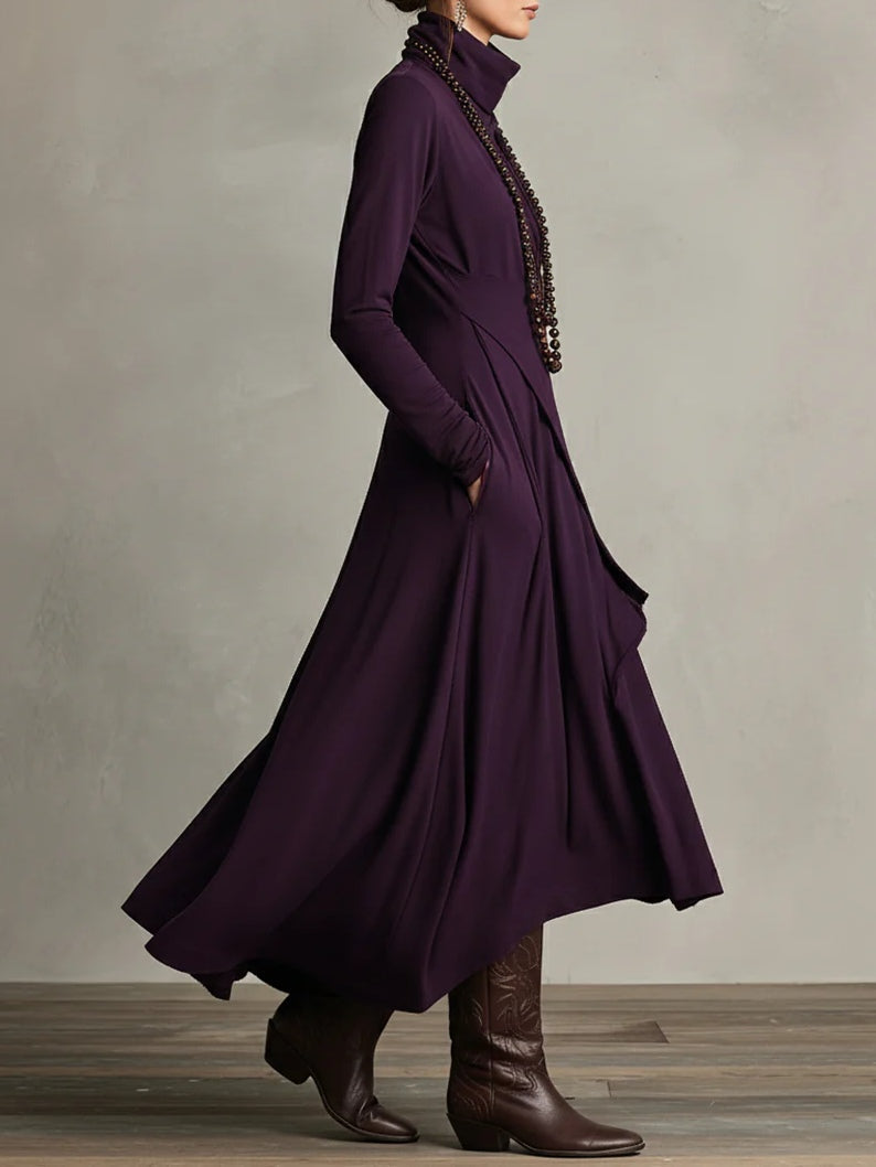 Katherine | Draped Turtleneck Maxi Dress