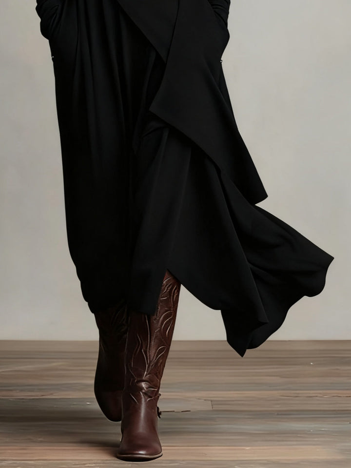 Katherine | Draped Turtleneck Maxi Dress
