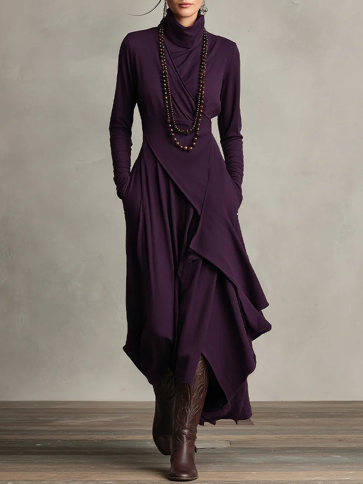 Katherine | Draped Turtleneck Maxi Dress
