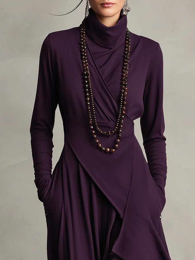Katherine | Draped Turtleneck Maxi Dress