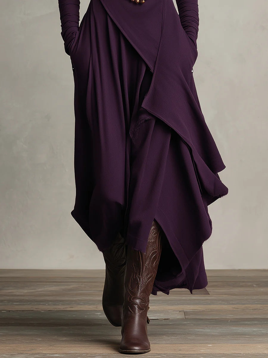 Katherine | Draped Turtleneck Maxi Dress