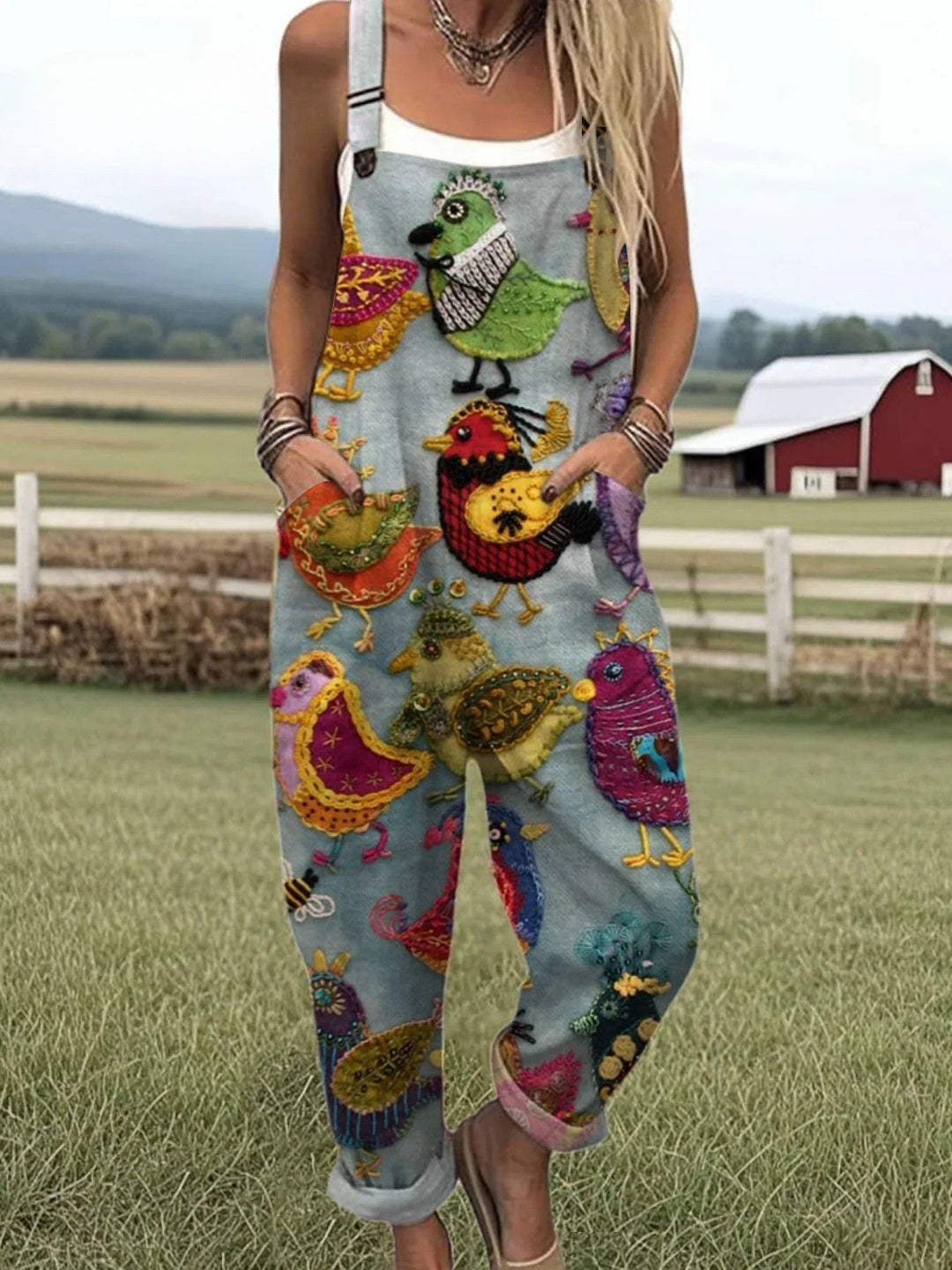Nadine | Vintage Bird Print Jumpsuit