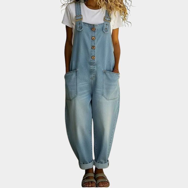 Estelle | Soft Denim Wide-Leg Overalls