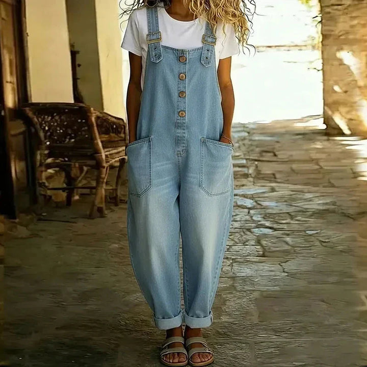 Estelle | Soft Denim Wide-Leg Overalls