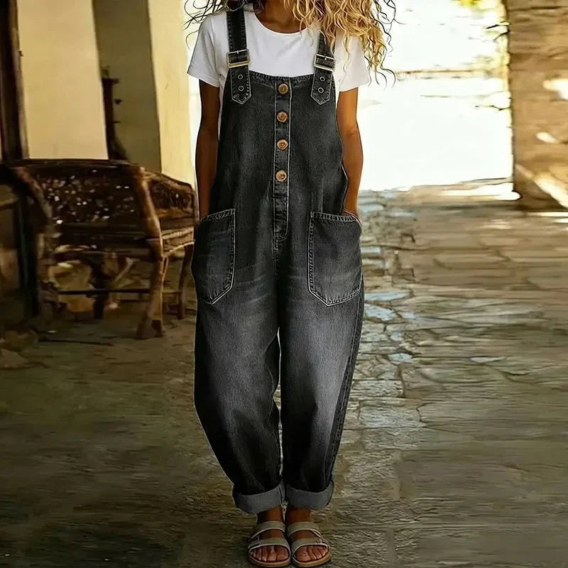 Estelle | Soft Denim Wide-Leg Overalls