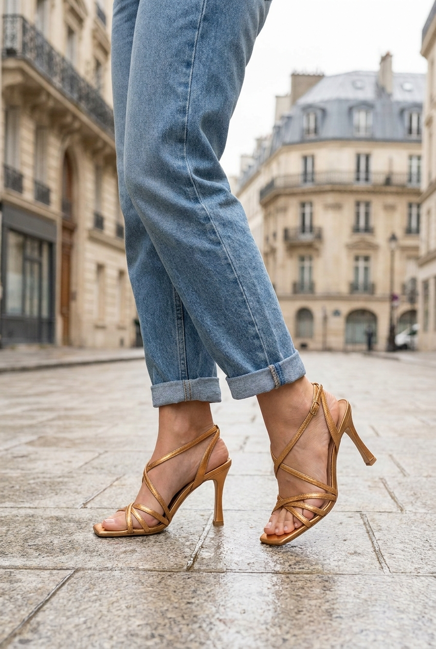 Cassie | Golden Heeled Summer Sandals